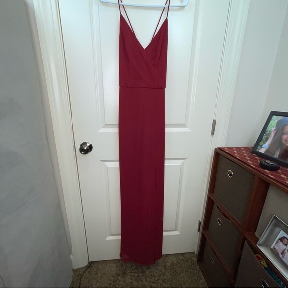 Dessy Collection Thread Criss Cross Back Mermaid Wrap Dress Sz 4 - Picture 4 of 16